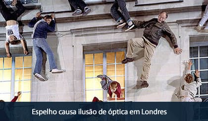 Espelho causa ilusão de óptica em Londres