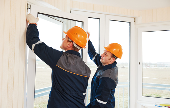workers installing window